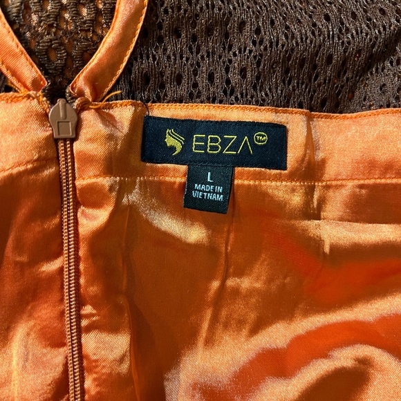 EBZA L AWESOME Cocktail dress Brown Lace Over Orange Keyhole Back, Hidden Zipper - Picture 14 of 15